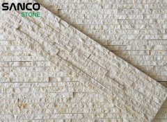 Popular Fine Stripe Beige Marble Split Surface Culture Stone