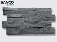 Black Quartz Ledger Stacked Stone Veneer