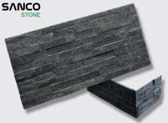 Natural Black Quartz Culture Stone Wall Cladding