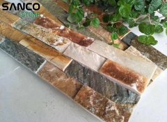 Yellow Wooden Quartz P014 Raw and Split Face Culture stone