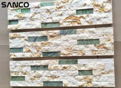 Yellow And Green Marble Mixed Split And Polished Face Wall P