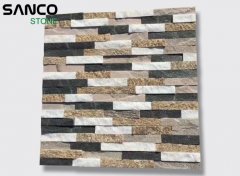 White Yellow Black Quartz Multicolor Stacked Stone Ledgeston