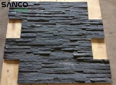 Natural Black Slate Split Face Thin Stripes Cultural Stone V