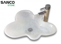 White Onyx Art Flower Shaped Sink Basin For Bathroom