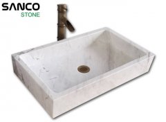 Bianco Calacatta White Marble Rectangular Wash Basin