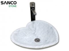 Carrara White Marble Heart-shaped Hotel Washbasin