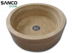 Beige Travertine Circular Washbasin