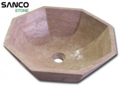 Octagon Beige Marble Washroom Sanitary Ware